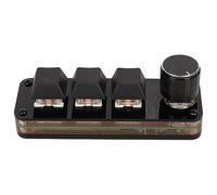 ASHATA Tastiera meccanica 2 in 1 da gioco macro, mini tastiera a 3 tasti con manopola, programmazione personalizzata con interruttore blu sostituibile a caldo, tastiera meccanica macro per giochi