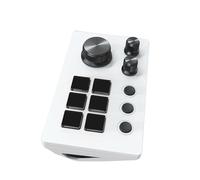 ASHATA Tastiera Visiva per Controller di Streaming con 6 Tasti Personalizzabili 3 Pulsanti 3 Manopole per Creatori di Contenuti Controller Multimediale Desktop per Giochi (WHITE)
