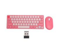 ASHATA Tastiera Wireless e Combo del Mouse, Ricevitore USB da 2,4 G, Mouse Compatto per Tastiera retrò 64 Tasti con Funzione di Sospensione Automatica, 1200 Dpi, Plug e Riproduzione (rosso)