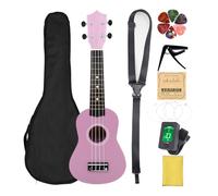 ASHATA Ukulele colorato da 53 cm per principianti, corde lisce e accordatore, set completo per gli amanti della musica (rosa)
