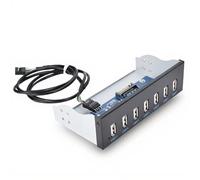 ASHATA USB 2.0 (Super Speed) Pannello Frontale, Pannello Multifunzione USB Pannello Frontale Adattatore 7 Porte Hub USB, unità Ottica Portatile Pannello Frontale USB2.0 per unità 5,25 Pollici