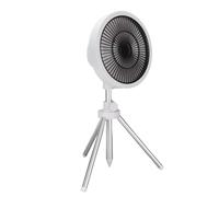 ASHATA Ventilatore Oscillante Portatile 3 in 1 con Treppiede, Ventilatore da Tenda a Batteria per Pesca in Campeggio con Luce e Caricatore del Telefono (WHITE)
