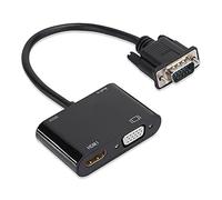 ASHATA VGA a HDMI + VGA, VGA Convertitore Video HD HDMI Adattatore Plug-And-Play per proiettore per Computer, Risoluzione supportata: Fino a 4Kx2K Adattatore VGA a HDMI Convertitore VGA HDMI