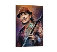 ASHDRUWQHR Poster su tela di Carlos Santana, stampa artistica da parete con stampa artistica moderna per soggiorno, 50 x 75 cm, con cornice