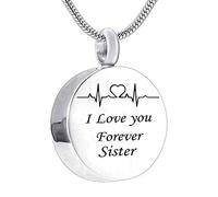 Ashes Keepsake Necklace,Round and ECG with Engraving I Love You Forever... Stainless Steel Necklaces for Ashes Cremation Necklace for Ashes