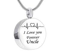 Ashes Keepsake Necklace,Round and ECG with Engraving I Love You Forever... Stainless Steel Necklaces for Ashes Cremation Necklace for Ashes