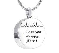 Ashes Keepsake Necklace,Round and ECG with Engraving I Love You Forever... Stainless Steel Necklaces for Ashes Cremation Necklace for Ashes