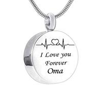 Ashes Keepsake Necklace,Round and ECG with Engraving I Love You Forever... Stainless Steel Necklaces for Ashes Cremation Necklace for Ashes