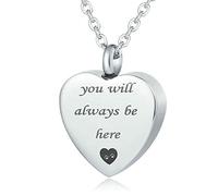 Ashes Necklace Sister, Stainless Steel Heart Shape with You Will Always be here Pet Ashes Memorial
