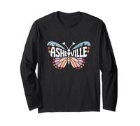 Asheville Farfalla - North Carolina Mountain City Word Art Maglia a Manica