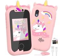 Ashfly Telefono Giocattolo per Bambini - Smartphone Per Bambini, Cellulare per Ragazze, Regalo Giocattoli per Bambina 3 4 5 6 7 8 9 10 anni Compleanno Natale, 2,4" Cellulare Giocattolo Educativo