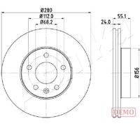 ASHIKA 2X DISCHI FRENANTI Anteriore Ø 280 Ventilato Per VW Transporter IV
