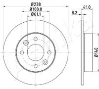 ASHIKA 2x Disco Freni Anteriore Ø238 MM per Renault Twingo I C06_1.2 Super 5