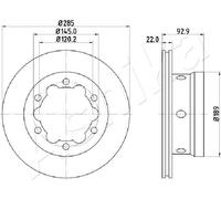 ASHIKA 2x Disco Freno Posteriore Ø285 MM Ventilato per Mercedes-Benz Sprinter
