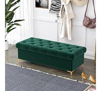 ASHILD Lussuosa Panca ottomana con Contenitore, Panca Moderna con Contenitore ottomano per Camera da Letto Soggiorno, Panca portaoggetti Imbottita in Velluto Panca all'estremità del Letto-Verde 100