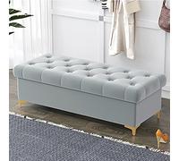 ASHILD Lussuosa Panca Ottomana Con Contenitore Moderna per Camera da Letto Soggiorno, Imbottita in Velluto all'Estremità del Letto - Grigio 80