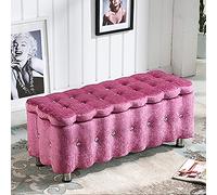 ASHILD Panca portaoggetti di Lusso con Bottoni in Cristallo,Panca Imbottita in Velluto per Scarpe, Pouf, Soggiorno Camera da Letto Comodo Poggiapiedi Panche Multifunzione Seduta-Viola Chiaro 80x40x