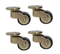 ASHILD Piccole Ruote Girevoli Antiche,Rotelle per Mobili in Ottone siccio Lucido,Ruote in Gomma con Rotazione a 360°,con Viti,Ricambio per Mobili,Divano,Sedia,Armadio,Carico 150kg,Set di 4 (F)