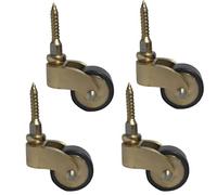 ASHILD Piccole Ruote Girevoli Antiche,Rotelle per Mobili in Ottone siccio Lucido,Ruote in Gomma con Rotazione a 360°,con Viti,Ricambio per Mobili,Divano,Sedia,Armadio,Carico 150kg,Set di 4 (A)