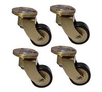 ASHILD Piccole Ruote Girevoli Antiche,Rotelle per Mobili in Ottone siccio Lucido,Ruote in Gomma con Rotazione a 360°,con Viti,Ricambio per Mobili,Divano,Sedia,Armadio,Carico 150kg,Set di 4 (G)