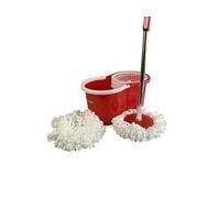 Ashley - Mocio Girevole Rosso Rotante Magico con Secchio pulente e Due Panni da mocio in Microfibra 360°