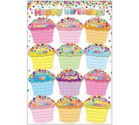 ASHLEY PRODUCTIONS ASH91047 Smart Poly™ Chart, Confetti Happy Birthday, Polypropylene (PP)/Steel, 13" x 19"