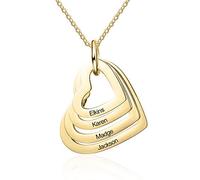 Ashleymade Collana Cuore Personalizzata Donna Collane con Nomi Incisi Argento Pendente Regalo per la Mamma Figlia Nonna Moglie Fidanzata Migliore amica (Oro-4 nome)