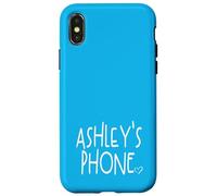 Ashley's Phone Ashley Nome Personalizzato Bianco Aqua Blue Custodia per iPhone X/XS