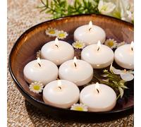 Ashlux Candele Galleggianti Bianche, Confezione da 36, diam 5 cm, 5 Ore di Combustione, Senza Odore e Fumo, Ideali per Matrimoni, San Valentino e Serate Romantiche