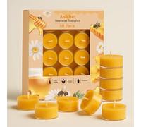 Ashlux Candele Tealight in Cera d’Api Naturale - Set 50 Pezzi Lumini Non Profumati Senza Fumo 4 Ore di Combustione in Contenitore Trasparente in Acrilico - Decorazione Casa Natale Matrimonio Spa Festa