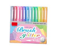 ASHLUYAK Penne glitterate con codice colore 12 tonalità per libri diari | Set penne glitterate a base d ' acqua per schede lettura, contorni creativi, pagine studio e stili diari