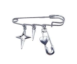 ASHLUYAK Spilla gotica minimalista con lama incrociata/osso a stella a cinque punte/graffetta a croce stella spilla da bavero alla moda accessorio per scarpe da ginnastica