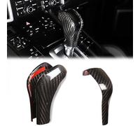 ASHOIH Copri Pomello Cambio Auto In Fibra Carbonio per Porsche Cayenne 2011-2017 Pomello Cambio Testa Patch Copri Testata Maniglia Cambio Testa Leva Cambio Guscio Protettivo Pomel(Size:A+B,Color:NERO)