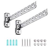ASHOP Laundry Hangers Wall Mount Clothes Hanger Rack Laundry Room Clothes Hanger Wall Mounted Clothes Rack Stainless Steel Clothes Hooks with Swing Arm Laundry Hanger Dryer Rack 2 Pack