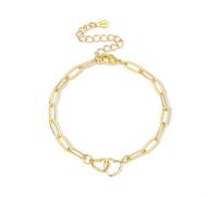 ASH'S CHOICE Bracciale Donna Oro 14K Doppio Cuore Regolabile 17+5cm