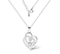 ASH'S CHOICE Collana da donna, collana a forma di cuore, in argento Sterling 925, ciondolo amore con zirconi cubici, collana da donna, regalo per donna, amica, mamma, 45 centimeter, Argento sterling
