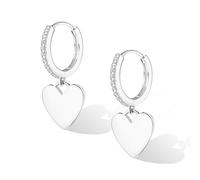 ASH'S CHOICE Orecchini a cerchio con zirconi da donna con ciondolo a cuore Orecchini ipoallergenici Orecchini a cerchio piccoli per donne Tema d'amore