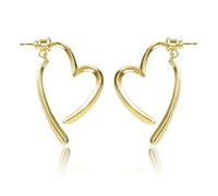 ASH'S CHOICE Orecchini Cerchio Donna Oro 14K Cuore Incrocio Lucido Huggie