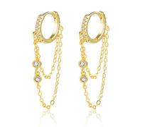 Ash's Choice Orecchini Con Nappe Orecchini Da Donna Bicolore In Argento S925 / Oro 14K Con Tende Pendenti, Scintillanti e Di Fascia Alta