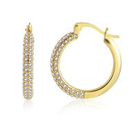 ASH'S CHOICE Orecchini Donna Argento 925 Orecchini Cerchio, Oro Placcato 14K/ Oro Bianco Brillantini Orecchini Anallergici Donna Cerchietti Piccoli