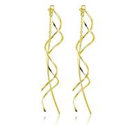 ASH'S CHOICE Orecchini Filo Donna Pendenti Oro 14K Nappa Ondulato Gioielli
