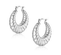 Ash's Choice Orecchini in Argento 925 Cerchio, Oro 14K - Grandi Orecchini Donna