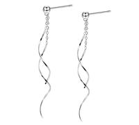 Ash's Choice Orecchini Pendenti Donna Argento Puro S925/Placcato Oro 14K Ciondoli a Spirale Con Pendente Scintillante a Forma Di Lacrima