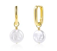 ASH'S CHOICE Orecchini Pendenti Donna Oro Perla Barocca Piatta Leverback