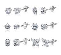 Ash's Choice Set Orecchini Donna Piccoli In Acciaio Chirurgico Orecchini Set Di Orecchini In Argento S925/Oro 14K e Argento (6 Paia) …