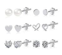 Ash's Choice Set Orecchini Donna Piccoli In Acciaio Chirurgico Orecchini Set Di Orecchini In Argento S925/Oro 14K e Argento (6 Paia) …