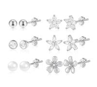 ASH'S CHOICE Set Orecchini Donna Piccoli in Acciaio Chirurgico Orecchini Set di Orecchini in Argento S925/Oro 14K e Argento (6 Paia) …