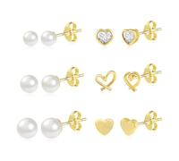 Ash's Choice Set Orecchini Donna Piccoli In Acciaio Chirurgico Orecchini Set Di Orecchini In Argento S925/Oro 14K e Argento (6 Paia) …