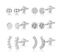 Ash's Choice Set Orecchini Donna Piccoli In Acciaio Chirurgico Orecchini Set Di Orecchini In Argento S925/Oro 14K e Argento (6 Paia) …