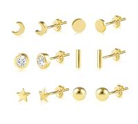 Ash's Choice Set Orecchini Donna Piccoli In Acciaio Chirurgico Orecchini Set Di Orecchini In Argento S925/Oro 14K e Argento (6 Paia) …